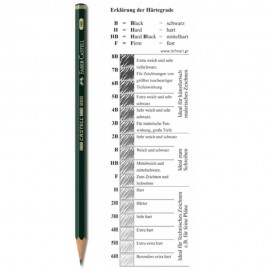 Pieštukas FABER CASTELL 9000, 2B, be trintuko, padrožtas