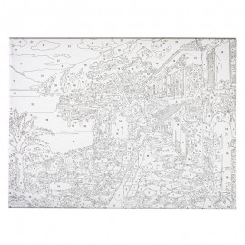 Piešimas akriliniais dažais ant drobės pagal skaičius SENAMIESTIS  30x40cm (3brushes, 2hooks) / OPP