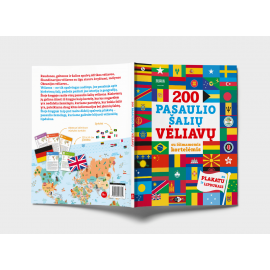 200 Pasaulio šalių vėliavų su išimamomis kortelėmis, plakatu ir lipdukais