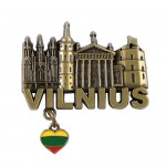 Magnetas Vilnius su kabančia širdute, 56x57mm, žalvario sp.