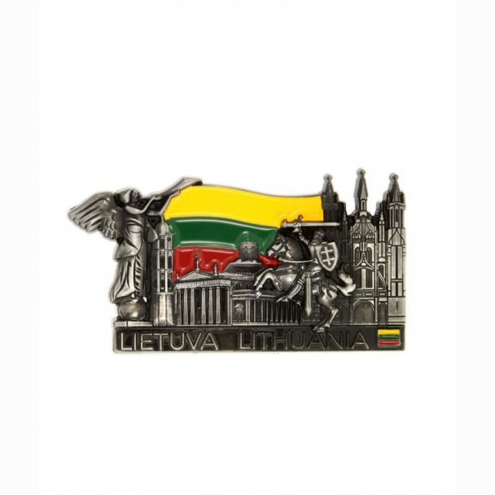 Magnetas Lietuva  Vilnius 70 x 37 mm, pagamintas iš metalo.