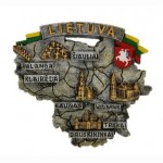 Magnetas Lietuvos žemėlapis ir miestai, 75 x 65 mm, pagamintas iš polirezino