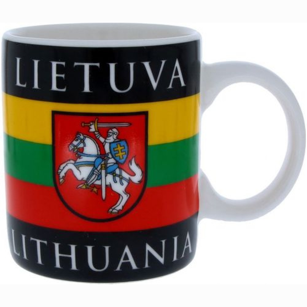 Porcelianinis mažas puodelis Lietuva, vėliava ir Vytis, 130 ml