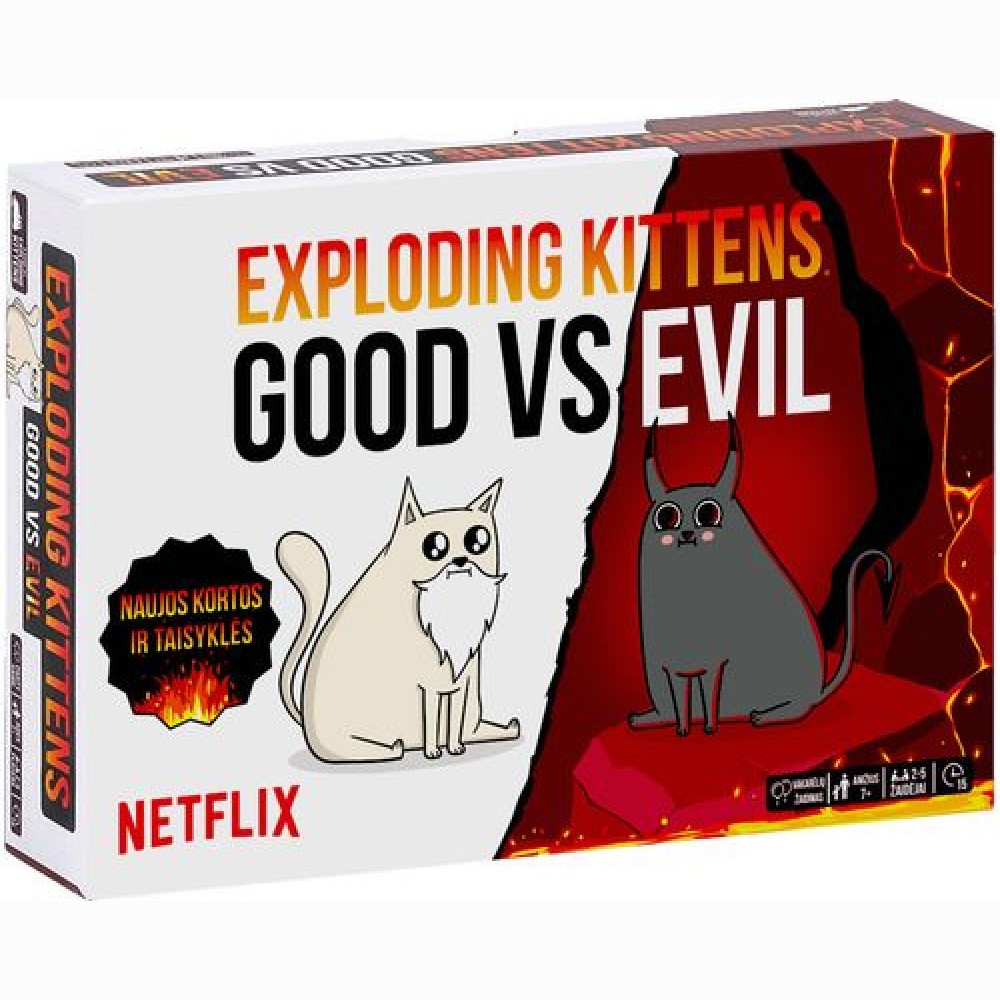 Stalo žaidimas EXPLODING KITTENS: GĖRIS PRIEŠ BLOGĮ