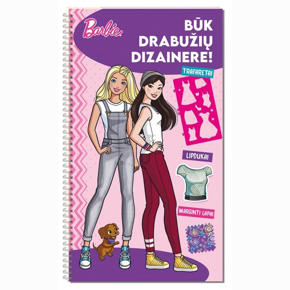 Barbė. Būk drabužių dizainere! Užduotėlės su lipdukais