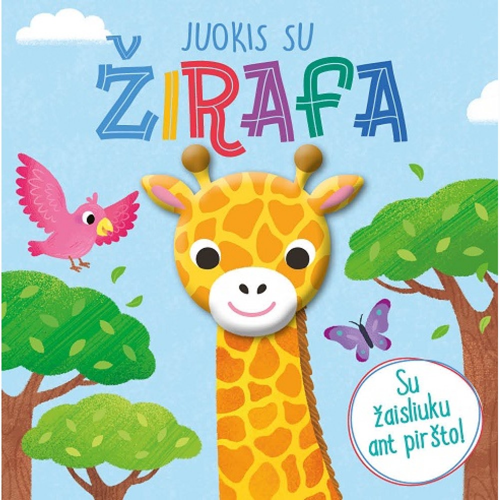 Juokis su žirafa. Su žaisliuku ant piršto!