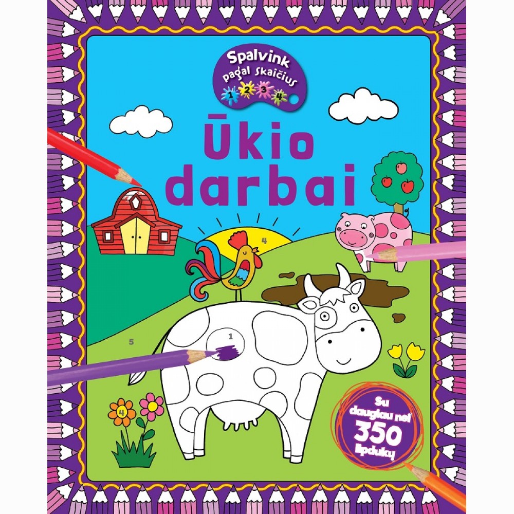 Ūkio darbai. Spalvink pagal skaičius