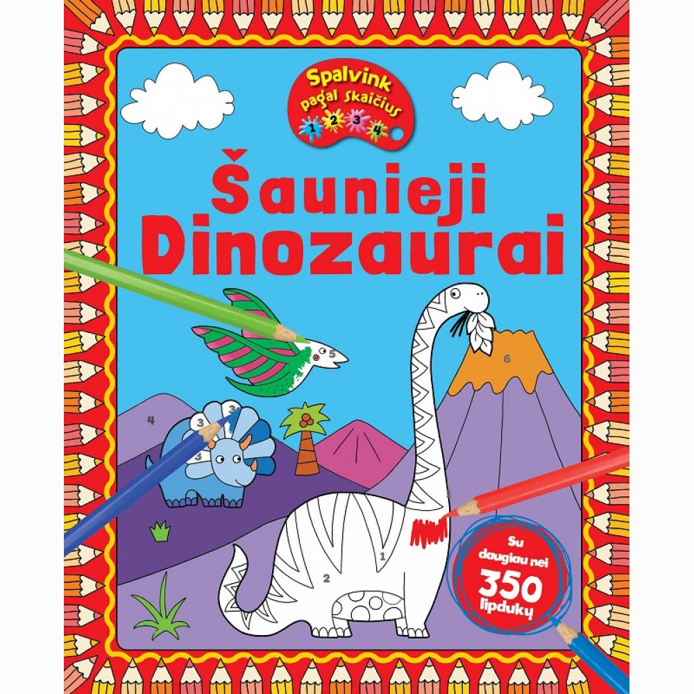 Šaunieji dinozaurai. Spalvink pagal skaičius