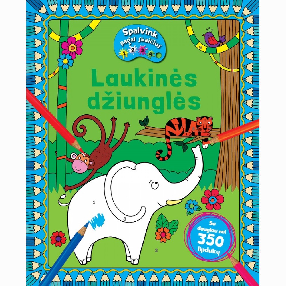 Laukinės džiunglės. Spalvink pagal skaičius
