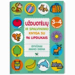 Užduotėlių ir spalvinimo knyga su 96 lipd.3-4m.GYVŪNAI.MANO DIENA