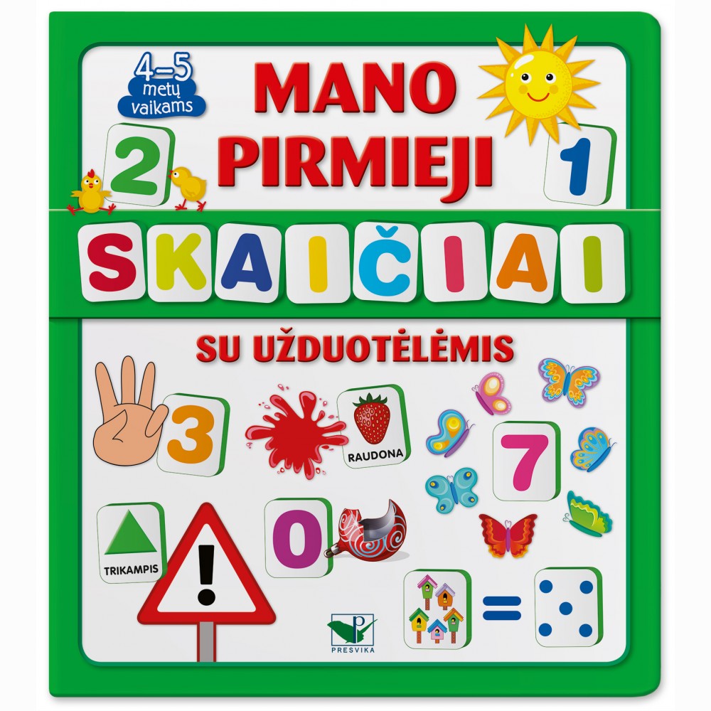 Mano pirmieji skaičiai SU UŽDUOTĖLĖMIS 4-5m.v.(knyga su 64 putplasčio kortelėmis)
