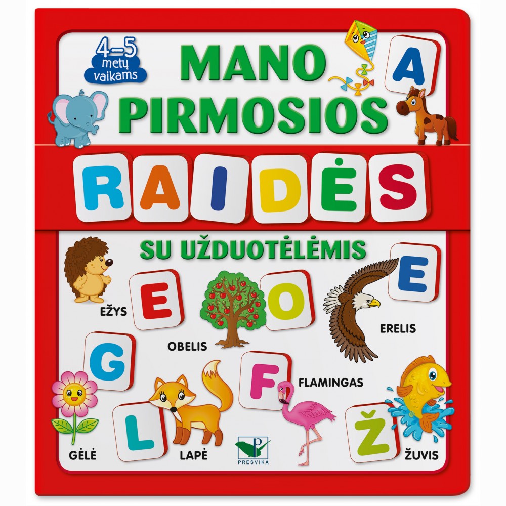 Mano pirmosios raidės SU UŽDUOTĖLĖMIS 4-5m.v.(knyga su 64 putplasčio kortelėmis)
