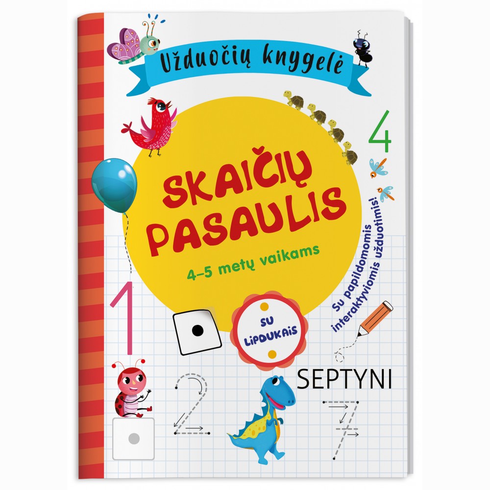 Skaičių pasaulis. Užduočių knygelė 4-5 metų vaikams su lipdukais