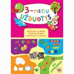3-mečių užduotys. Su lipdukais. Mąstymo lavinimas, kalbos ugdymas, motorikos lavinimas