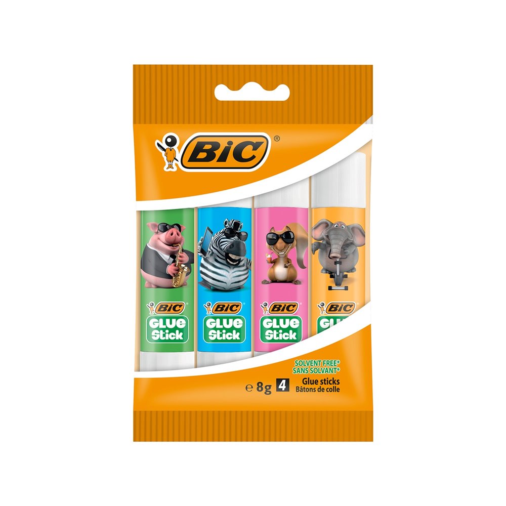 Pieštukiniai klijai  BIC Eco Glue Stick Deco, 8 g., 4 vnt. pakuotėje