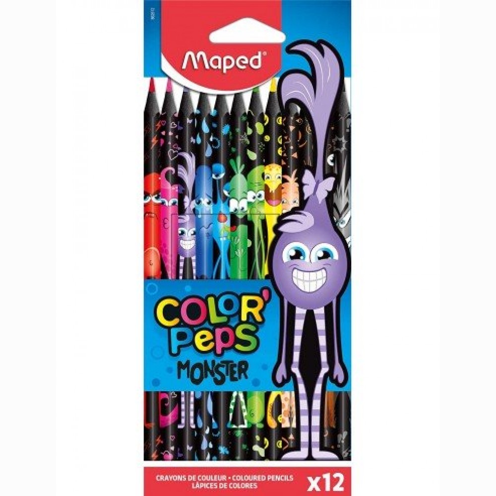 Spalvotas pieštukas be medienos ColorPeps Monster 12vnt.