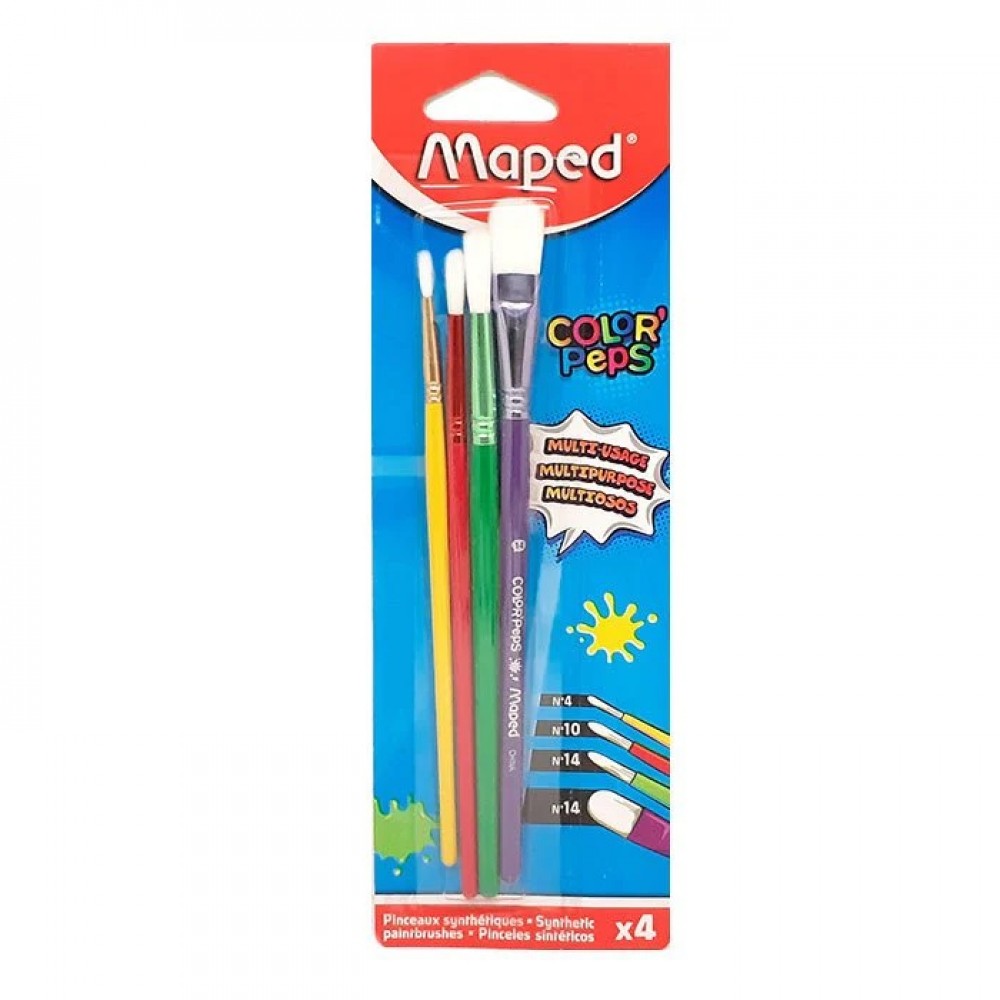 Teptukų rinkinys ColorPeps sintetinis apvalus 04+10+14+plokščias 14 4vnt.