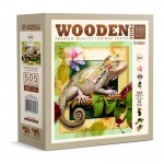 Medinė dėlionė Chameleonas tarp gėlių/505 detalės