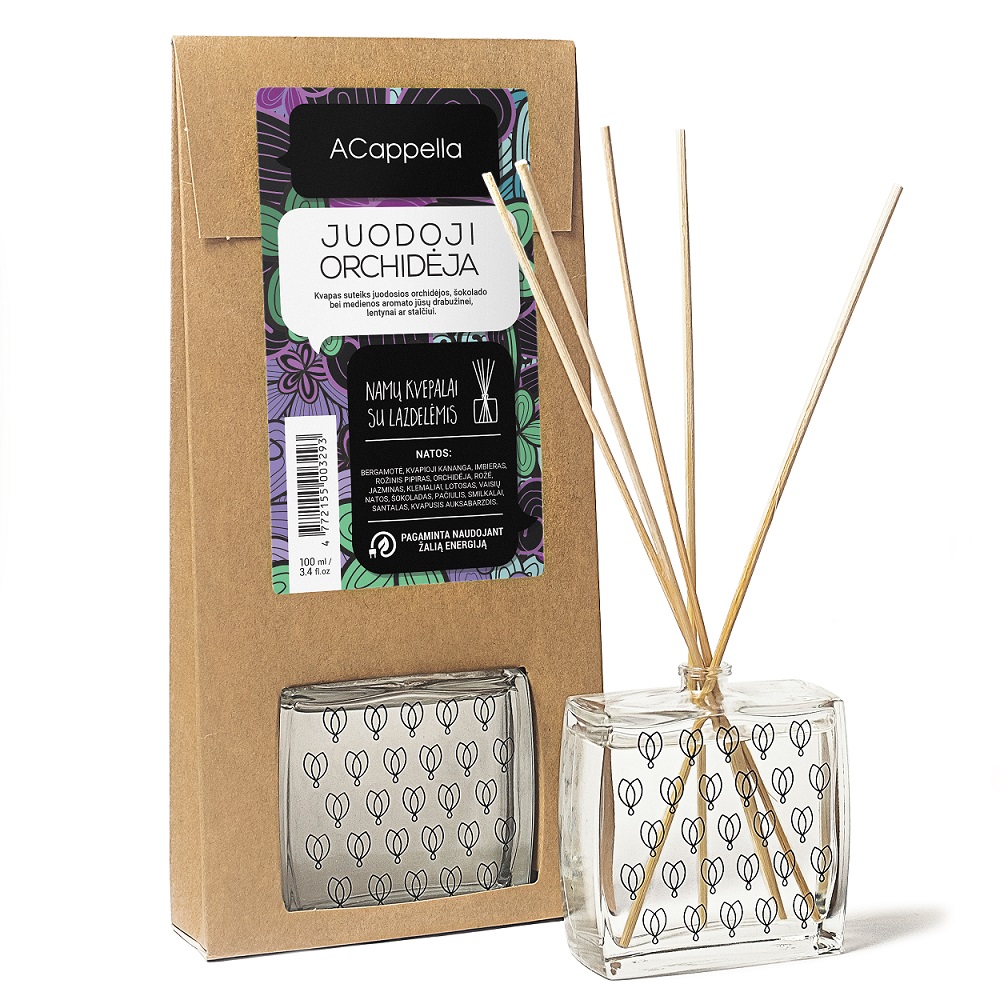 Namų kvapas su lazdelėmis ACappella Juodoji orchidėja, 100 ml