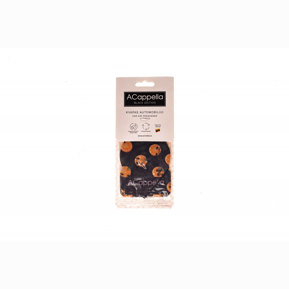 Kvapusis kartoninis pakabukas Acappella Black edition Vetiver&cedarwood, 1 vnt