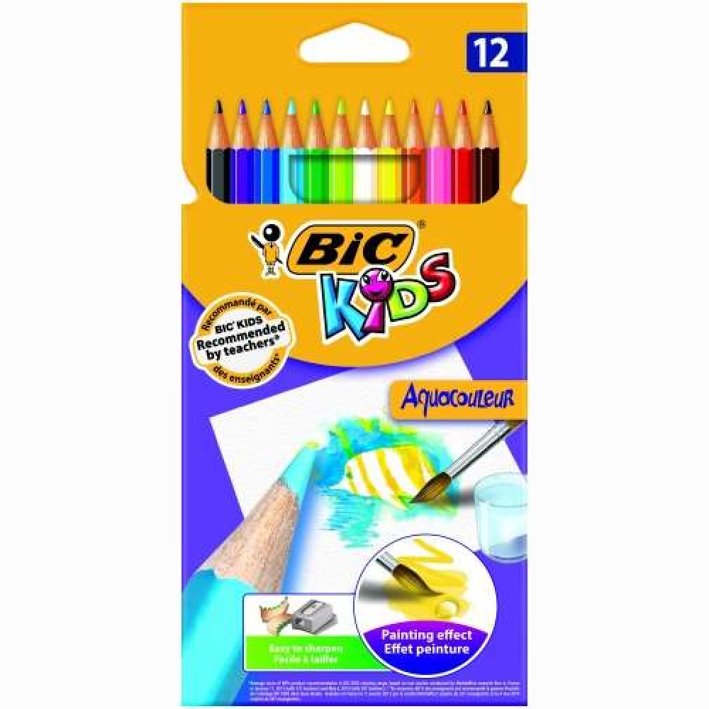 Akvareliniai pieštukai BIC 12 spalvų