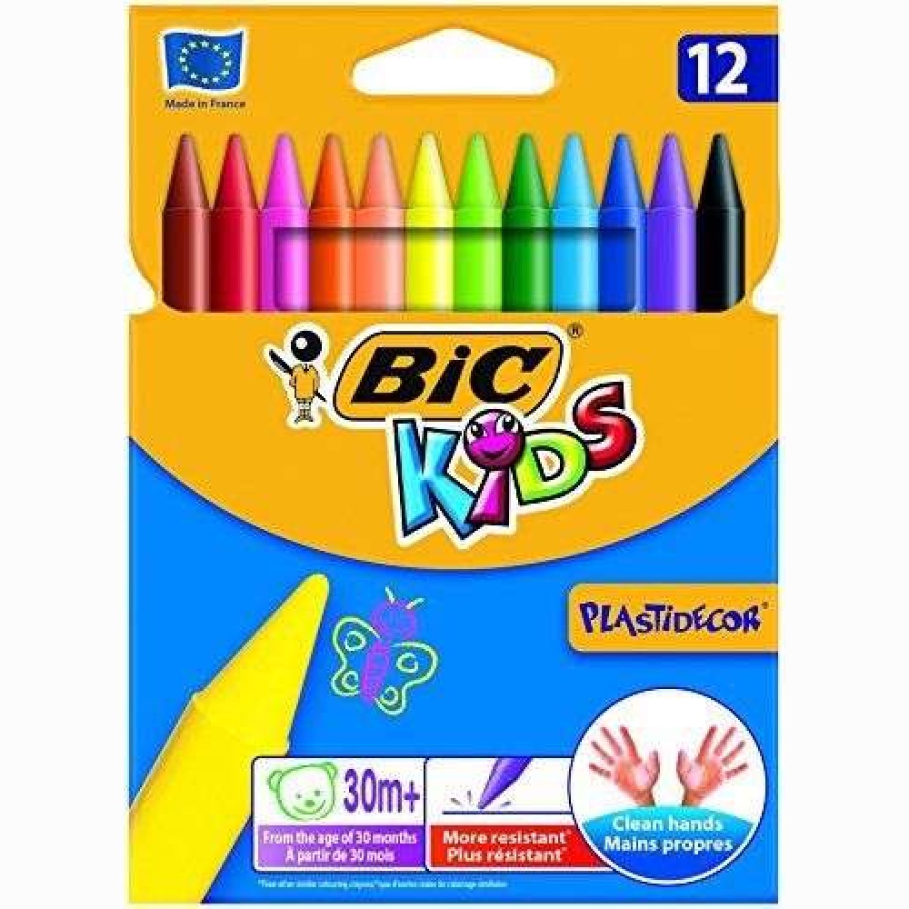 Spalvotos kreidelės BIC PLASTIDECOR 12 spalvų