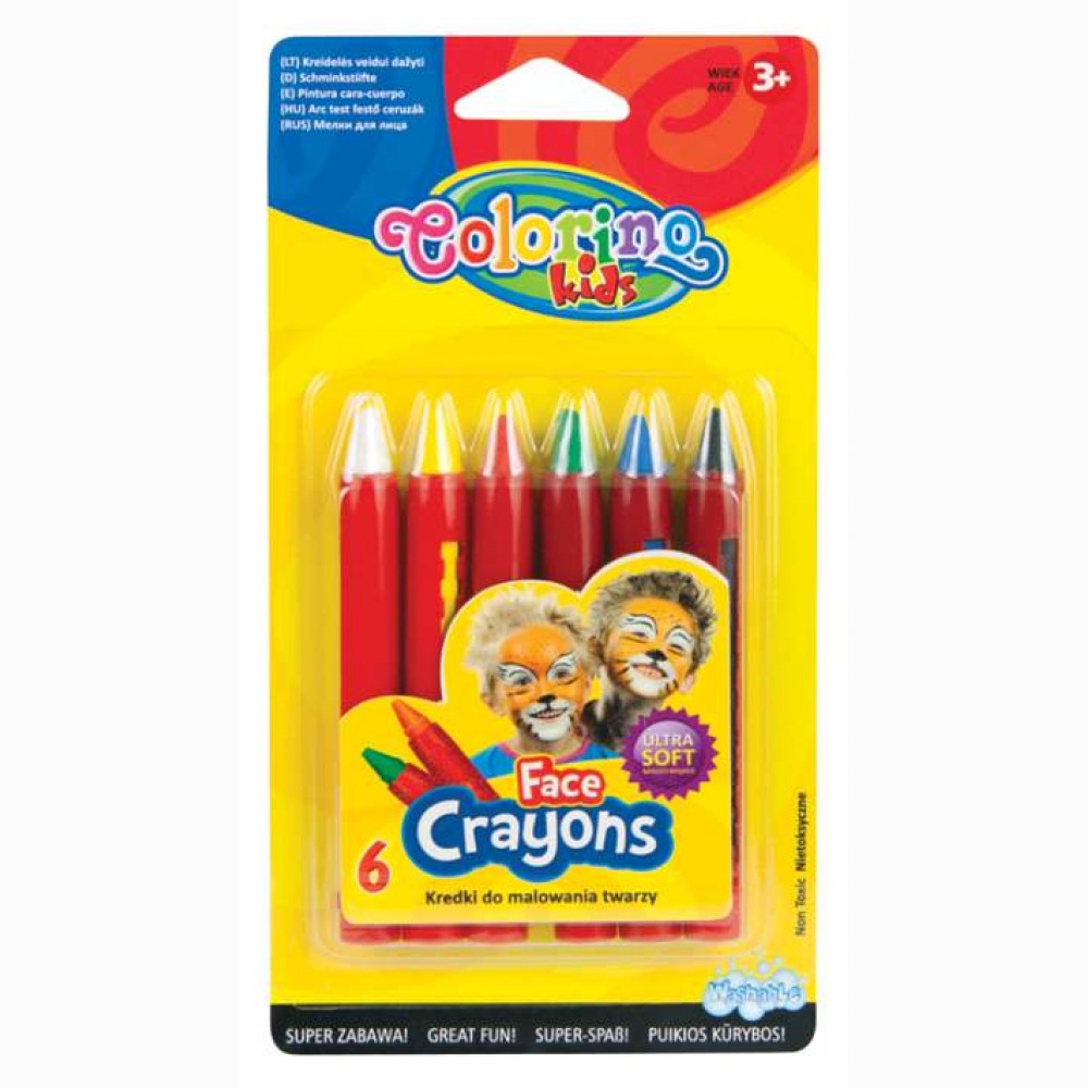 Veido puošybos kreidelės 6 spalvų Colorino Kids