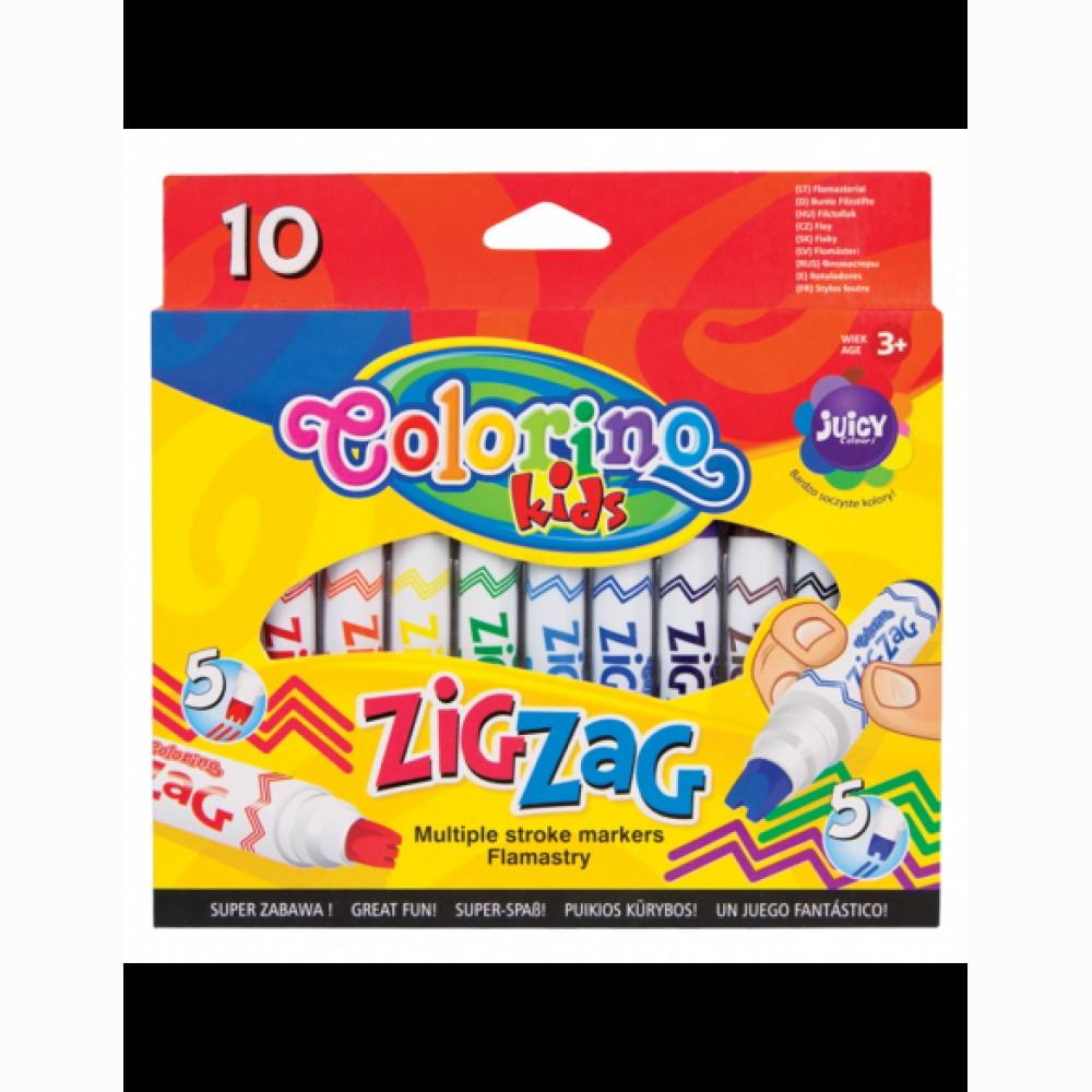 Flomasteriai COLORINO ZIG ZAG , 10 spalvų 