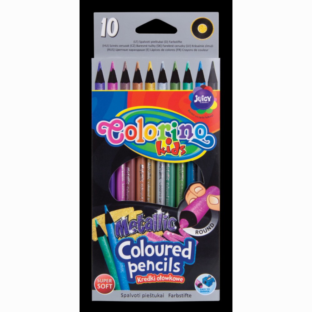 Spalvoti pieštukai 10 metalizuotų spalvų  Colorino Kids