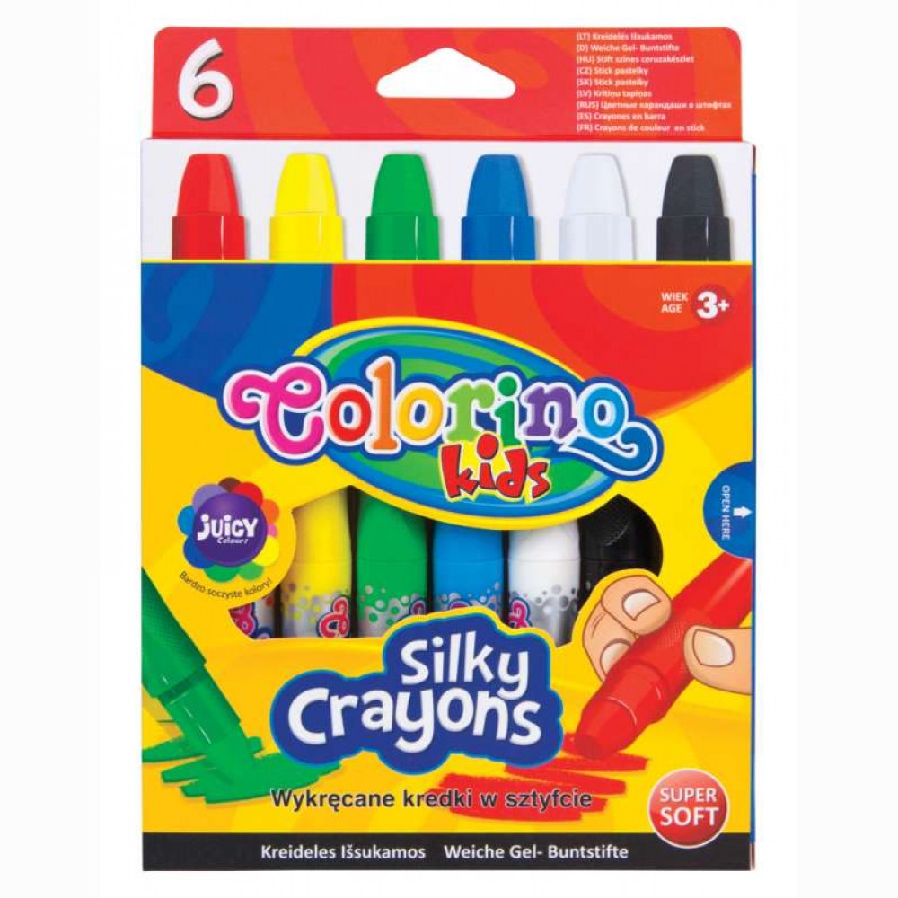 Išsukamos minkštai piešiančios Colorino Kids kreidelės, 6 spalvų