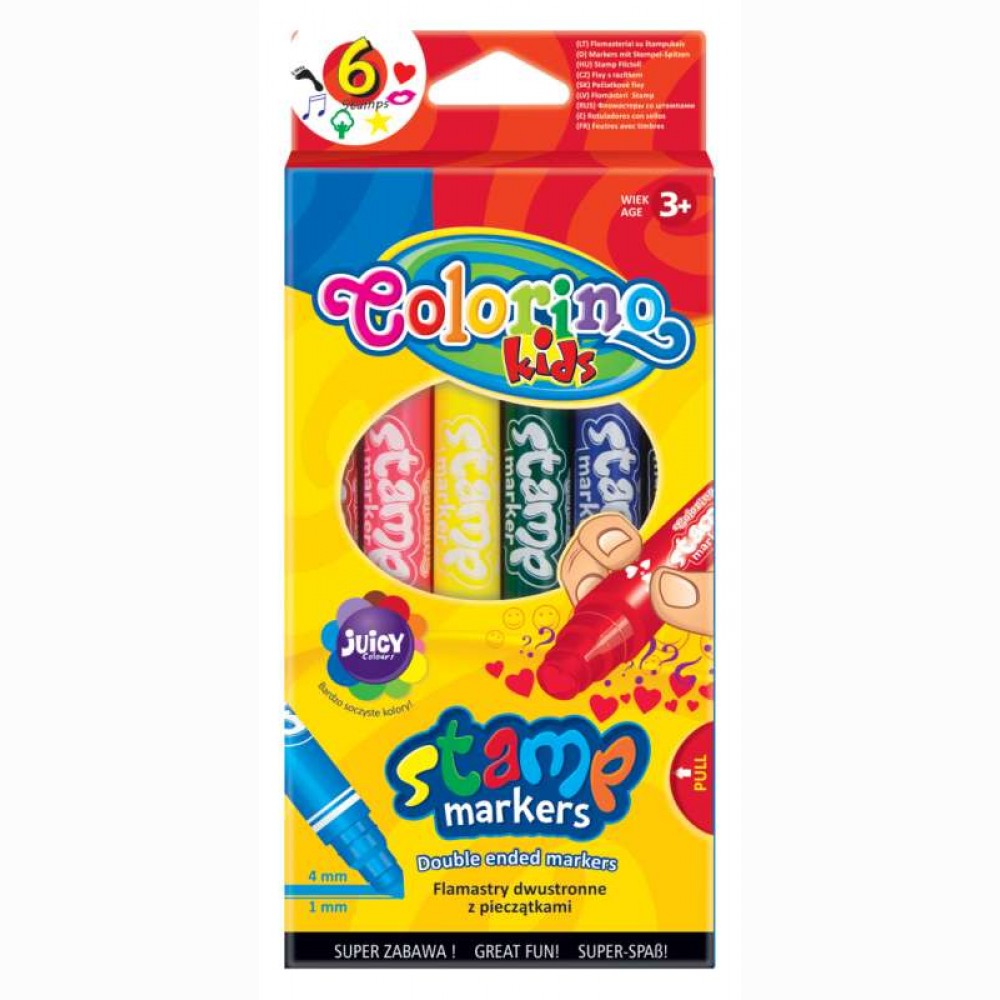 Flomasteriai su antspaudais Colorino Kids, 6 spalvų 
