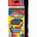 Spalvoti trikampiai pieštukai Colorino Kids, 12 spalvų (auksinė, sidab