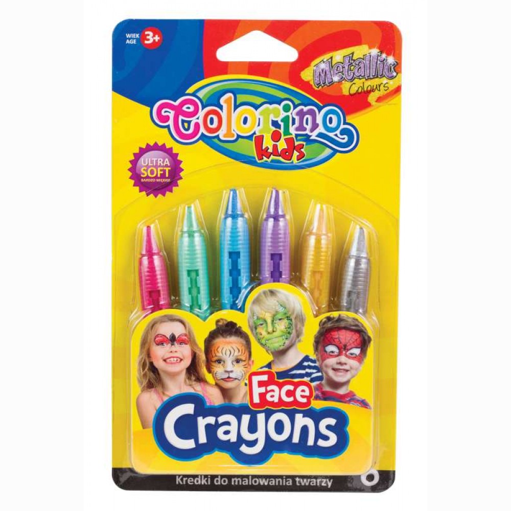Kreidelės veidui dažyti Colorino Kids metallic 6 spalvų