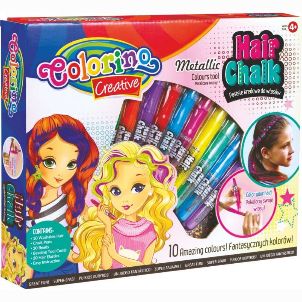 Kreidelės plaukams  „Colorino Kids”,10 vnt, rinkinys