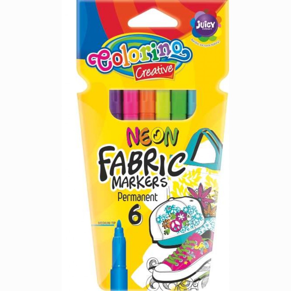 Žymekliai audiniams Colorino  6 neoninės spalvos 