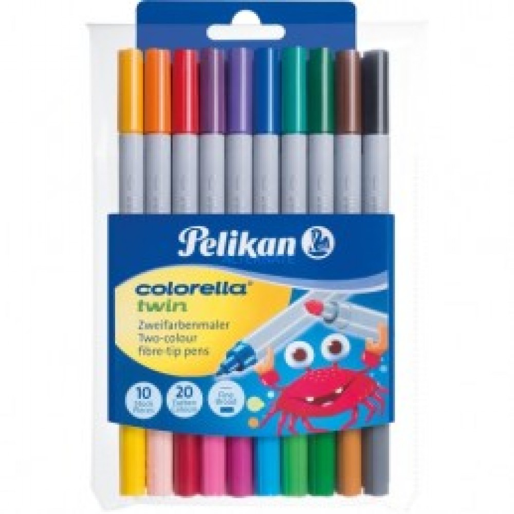 Flomasteriai dvispalviai 10vnt.=20sp. Pelikan 