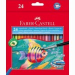 Akvareliniai pieštukai su teptuku FABER CASTELL FISH, 24 spalvų (L)