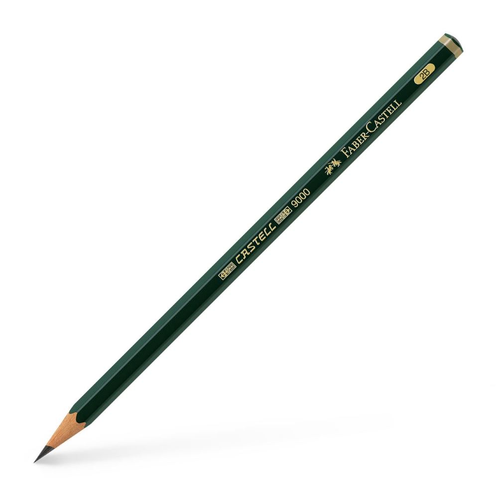 Pieštukas FABER CASTELL 9000, 2B, be trintuko, padrožtas