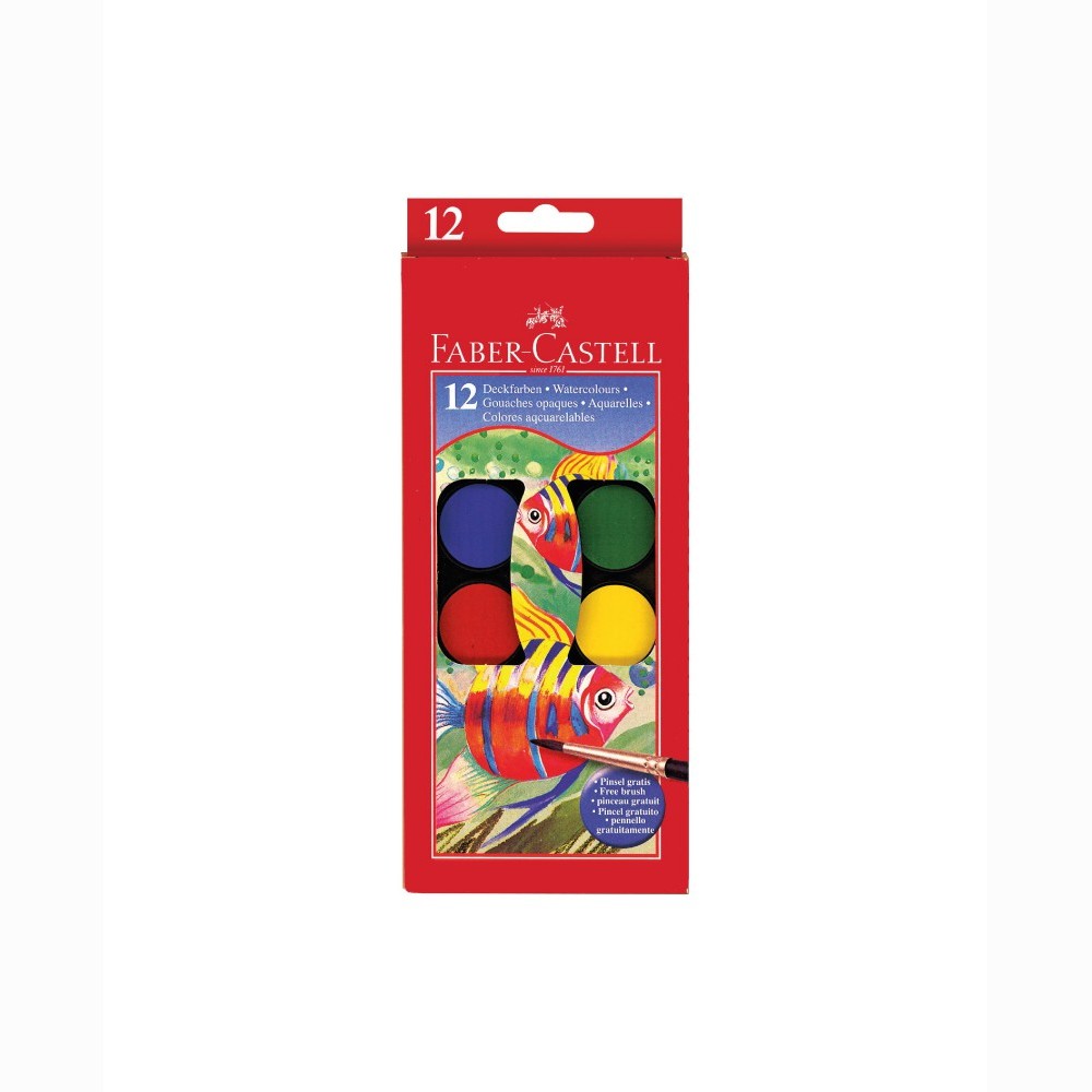 Akvareliniai dažai FABER CASTELL, 12 spalvų