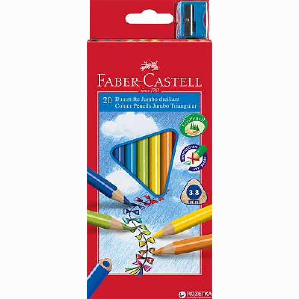 Spalvoti tribriauniai pieštukai FABER CASTELL, 20 spalvų