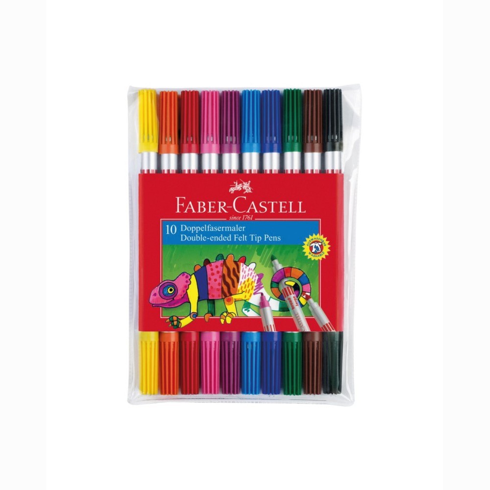 Flomasteriai dvipusiai  FABER CASTELL, 10 spalvų