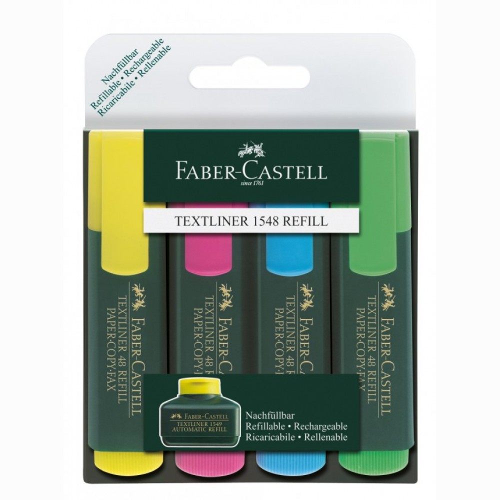 Teksto žymekliai FABER CASTELL, 1,2-5 mm, 4 spalvų rinkinys