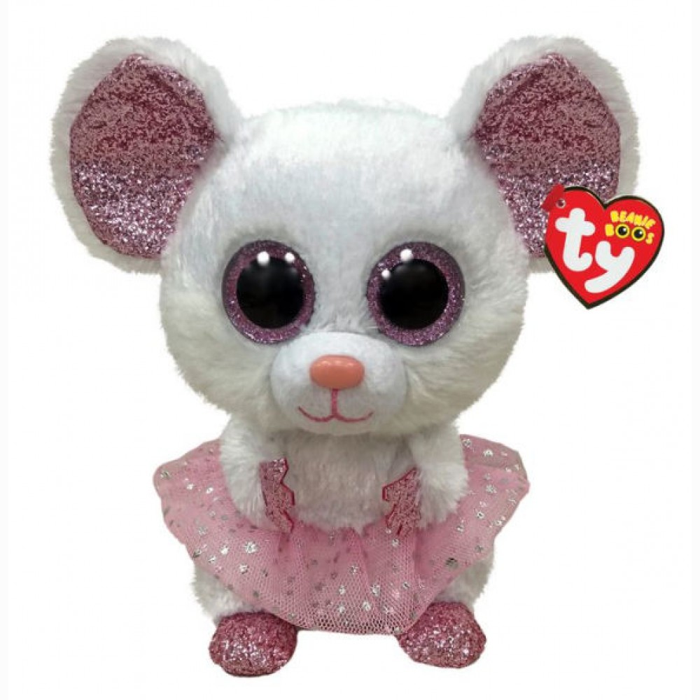 Pliušinis žaislas 15,5cm  NINA - white ballerina mouse reg