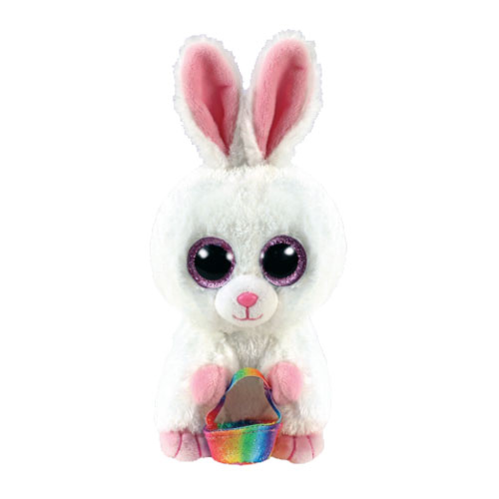 Pliušinis žaislas SUNDAY - white rabbit with basket reg