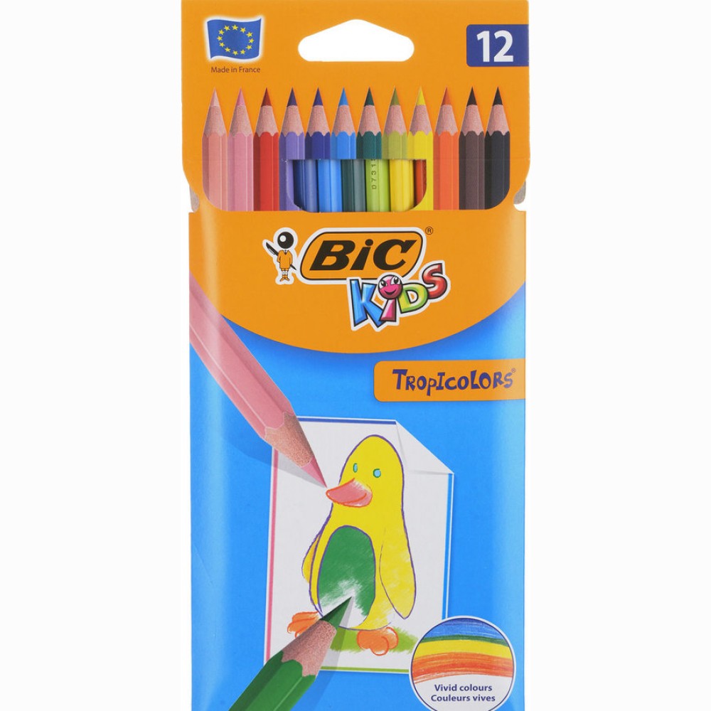 Spalvoti pieštukai TROPICOLOR  12 spalvų