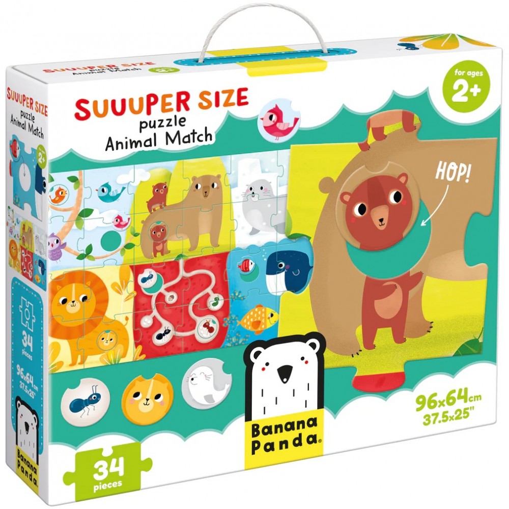 Lavinamoji dėlionė BANANAPANDA Suuuper Size Puzzle Animal Match 2+