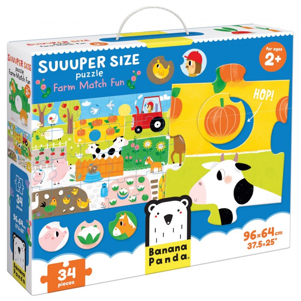 Lavinamoji dėlionė BANANAPANDA Suuuper Size Puzzle Farm Match Fun 2+