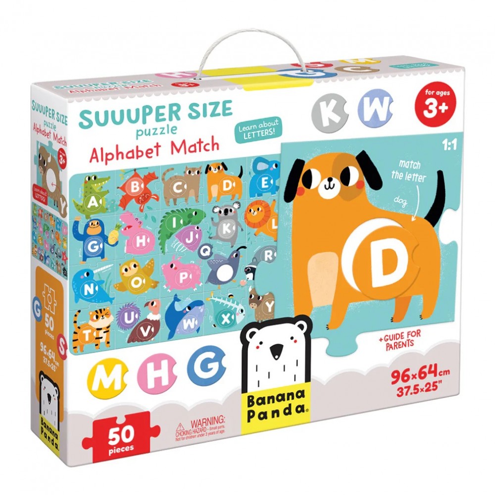 Lavinamoji dėlionė BANANAPANDA Suuuper Size Puzzle Alphabet Match 3+