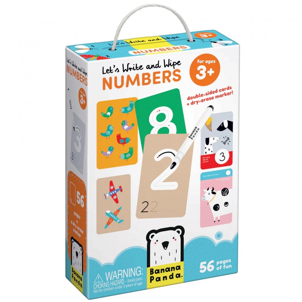 Lavinamosios kortelės su rašikliu - skaičiai BANANAPANDA Let s Write and Wipe Numbers 3+