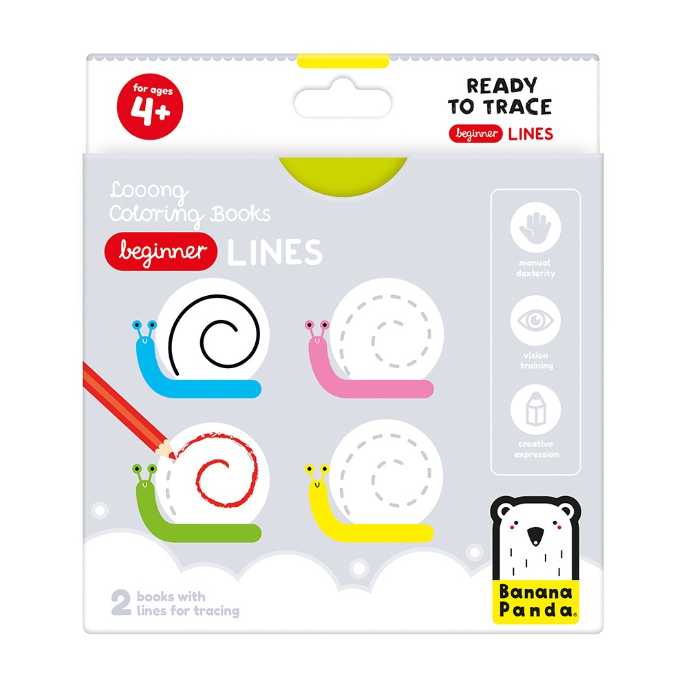 Spalvinimo kortelės Looong Coloring Books: Ready to Trace Beginner Lines 4+